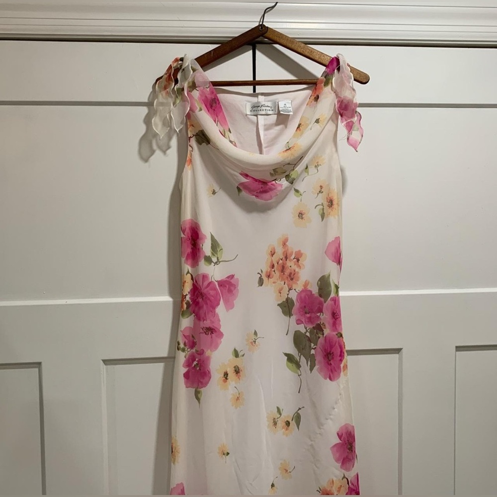 Vintage 90’s Giorgio Fiorlini Collection floral asymmetrical high low midi dress
